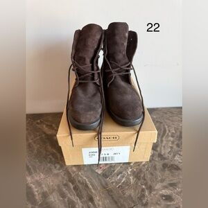 Coach Jodie Boots in Brown Suede. In Woman's Size 7.5. In Original Packaging.